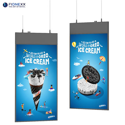 Хорошая цена 43-дюймовый ультратонкий двухсторонний висячий дисплей высокоразборчивый дисплей, используемый в магазинах и супермаркетах онлайн