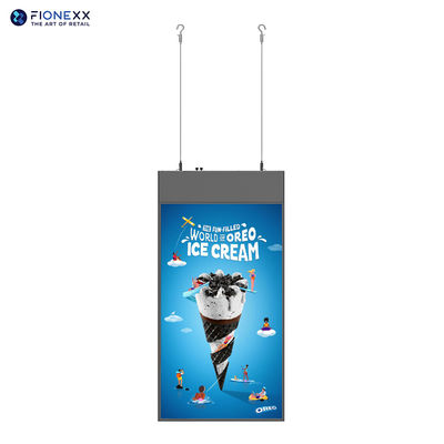 Хорошая цена Двухсторонний TFT LCD 1080p висячая цифровая вывеска 43/49/55 дюймов черный 700 + 700nits онлайн