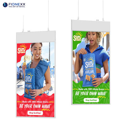 Хорошая цена Ультратонкий двусторонний висячий дисплей 43 дюйма ландшафтный дисплей 700 нит + 700 нит двусторонний высокоразборчивый дисплей онлайн